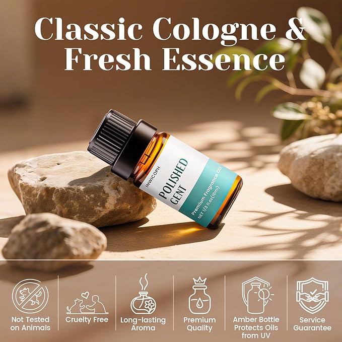 Fragrance Oil, Cologne Oils for Men, Aromatherapy Essential Oils Set for Candle & Soap Making (6x10ML) - Luxe Empire, Polished Gent, Bayberry Breeze Aromatherapy Oils for Men