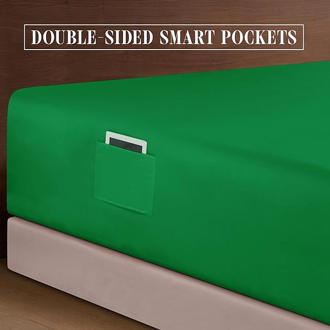 Elegant Comfort Luxury 1500 Premium Hotel Quality Microfiber 4-Piece Sheet Set - Soft, All Around Elastic 18-24 Inches Deep Fitted Sheet - Extra Deep Pocket Sheets, Queen, Emerald Green