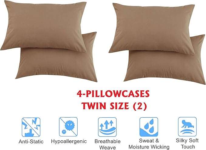 Elegant Comfort Luxury Soft Bed Sheets 1500 Premium Hotel Quality Microfiber Softness Wrinkle and Fade Resistant (4-Piece) Bedding Set, Twin/Twin XL, Warm Taupe