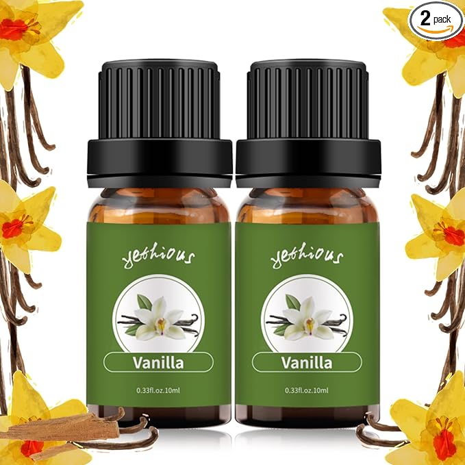 yethious 2 Pack Vanilla Essential Oil for Skin, Diffuser Organic 100% Pure Vanilla Aromatherapy Oil Vanilla Fragance Oil