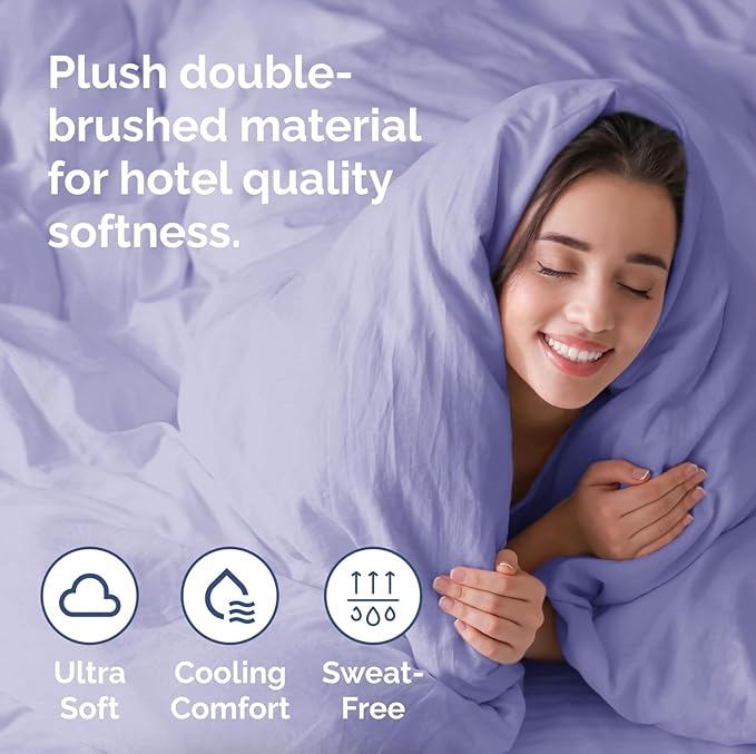 Duvet Cover Cal King Size Set - Extra Soft Cal King Duvet Cover 104" x 98" with 2 Pillow Shams - Hotel Luxury, Easy Care & Fade Free with Zipper Closures & Ties - Comfy, Cozy & Breathable (Lavender)