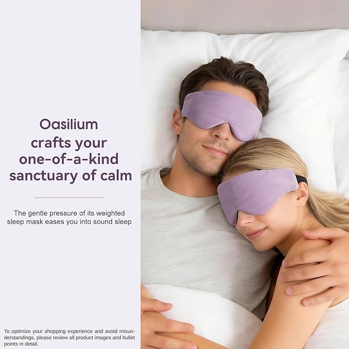Lyocell Weighted Sleep Eye Mask for Women Men, 7oz & 5.3oz, Removable Washable Weighted Bag, Light Blocking Eye Cover, Soft Eye Shade for Travel Essentials, Office Naps, Gift,Purple