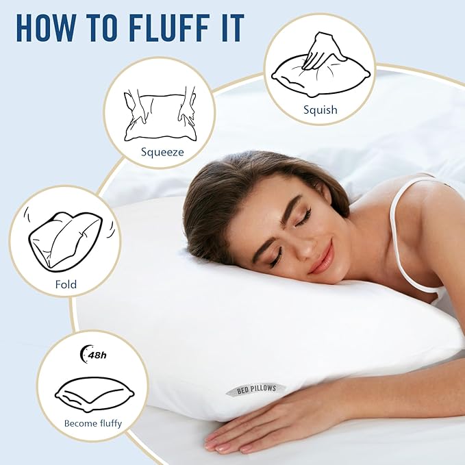 Piwaal Luxury Hotel Pillows for Sleeping 4 Pack,Bed Pillows Queen Size Set of 4,Down Alternative Filling,Pillows for Back,Stomach and Side Sleepers