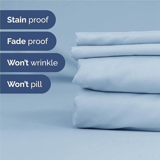Full 6 Piece Sheet Set - Comfy, Breathable & Cooling - Hotel Luxury Bedding for Women, Men, Kids, Teens and Children - 1 Flat & 1 Fitted Sheet & 4 Pillowcases w/ Deep Pockets - Wrinkle Free - Sky Blue