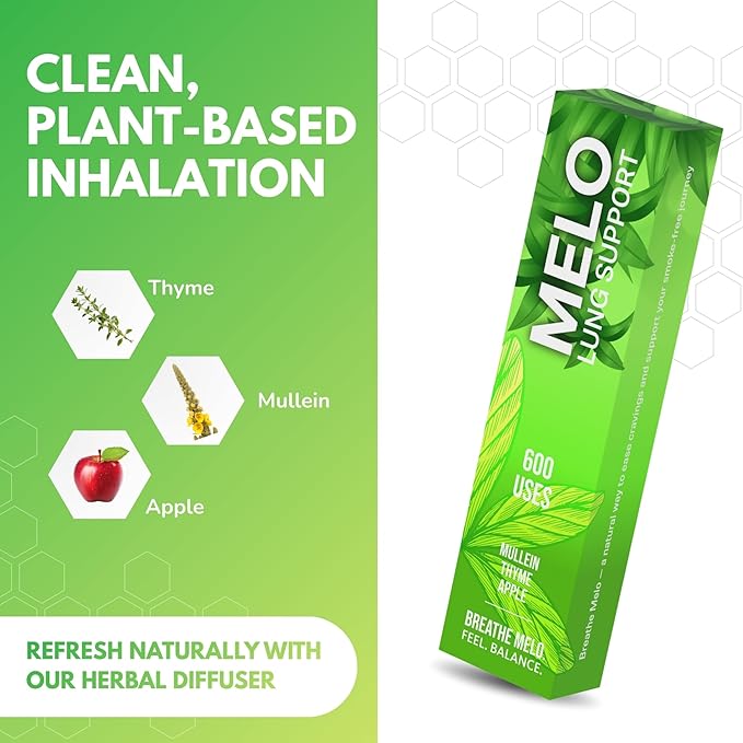 Quit Smoking Inhaler Stick with Mullein, Thyme & Refreshing Apple Flavor - Plant-Based, Nicotine Free Vapors Pens for Relaxation & Respiratory Wellness - Upto 600 Puffs