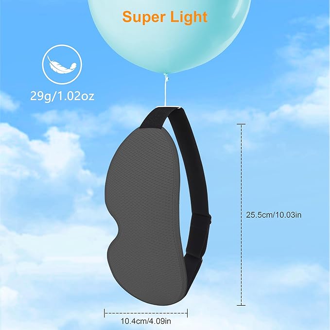 Gritin 100% Blackout Sleep Eye Mask for Side Sleeper Men Women, Zero Eye Pressure 3D Contoured Cup and Eyelash Friendly Sleeping Mask, Ergonomic-Dark Grey