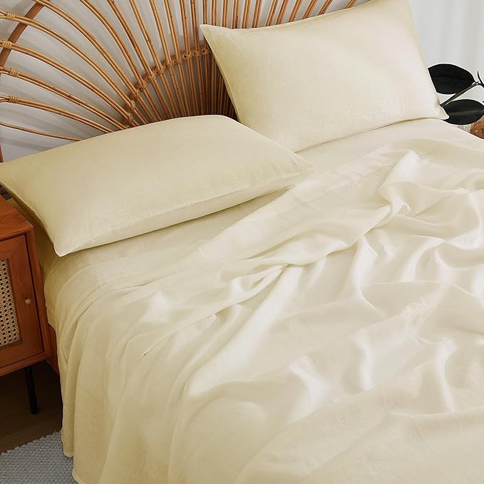 Linen Pillow Case Set of 2,100% Linen Pillowcase Natural Breathable Soft Envelope Pillow Cover Luxury Hotel Quality Bedding for Home Bedroom