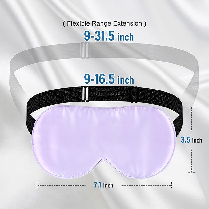 Silk Sleep Eye Mask for Kids, 100% Real Natural Pure Silk Sleeping Masks, Blindfold Sleep Eye Cover with Adjustable Strap, Soft & Lightweight Night Eyeshade for Boys Girls Teens (Purple)
