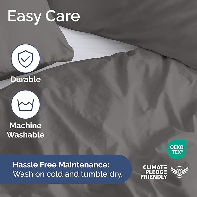 Duvet Cover King Size Set - Extra Soft King Duvet Cover 104" x 90" with 2 Pillow Shams - Hotel Luxury, Easy Care & Fade Free w/ Zipper Closures & Ties - All Season, Comfy and Breathable (Dark Grey)