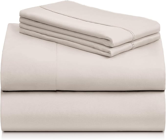 LuxClub 4 PC Sheet Set Bed Sheets Deep Pockets 18" Eco Friendly Wrinkle Free Cooling Machine Washable Hotel Bedding Silky Soft - Linen King