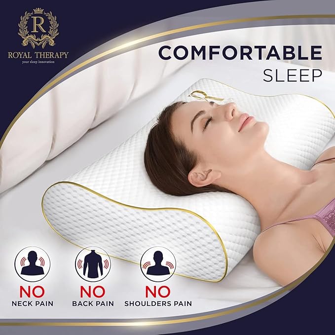 Royal Therapy King Memory Foam Pillows 2-Pack – Ergonomic Cervical Pillow for Neck and Shoulder Pain – Medium Firm Contour Pillow for Side, Back, and Stomach Sleepers – CertiPUR-US Certified