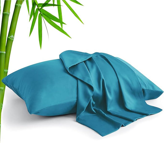 BEDELITE King Size Pillow Cases Set of 2, Rayon Derived from Bamboo, Cooling Pillow Cases for Hot Sleepers & Night Sweats, Breathable and Silky Soft Envelope Pillowcases(Teal, 20"x36")