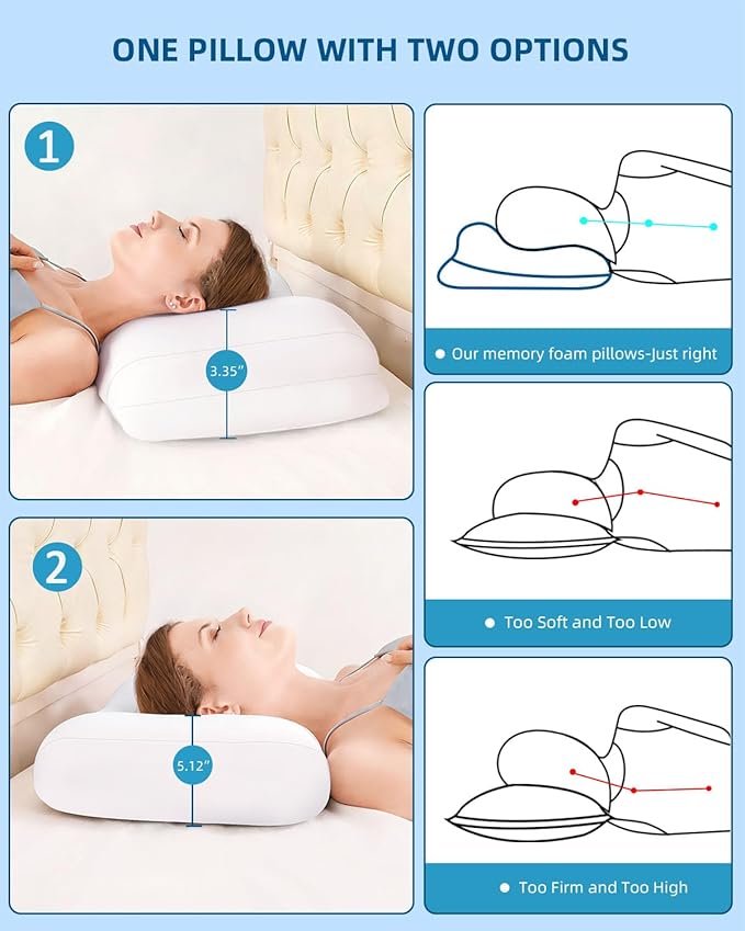 VADSBO Sleep Pillow Ergonomic Contour Design with Side Sleeping Armrest Area Neck Support Pillow for Side, Back and Stomach Sleepers Gray