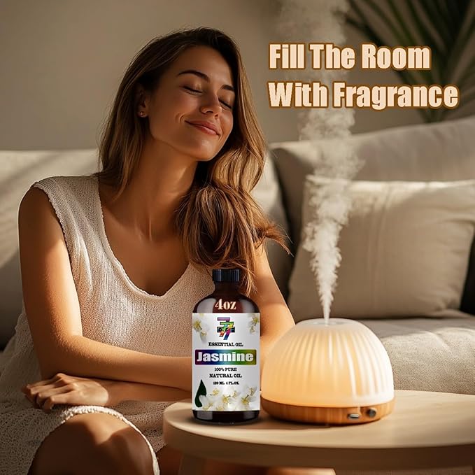 Jasmine Essential Oil - Jasmine Oils for Diffusers, Humidifiers, DIY Candles, Soap, Cleaning, Home, Office, Yoga, Massage, Gifts - 8 fl oz (240 ml) - GV77ZF