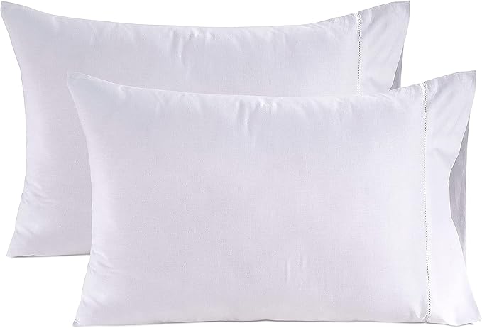 LANE LINEN King Size Pillow Case Set of 2 100% Egyptian Cotton Cases Sateen White Cooling Cover - Perfect for Home Hotels & Hospital Use