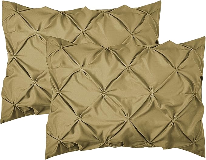 Elegant Comfort 2-Pack Sham Set Pinch Pleat Design, 1500 Premium Hotel Quality Microfiber, Stylish Design-Easy Care, Wrinkle and Stain Resistant, 2-Piece Sham Set, Pleated King, Taupe
