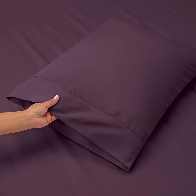Hearth & Harbor Extra Deep Pocket Sheets - Fits Mattress 18-24 Inches Deep - Extra Deep Pocket Full Size Sets - 6 Piece Full Size - Full - Eggplant
