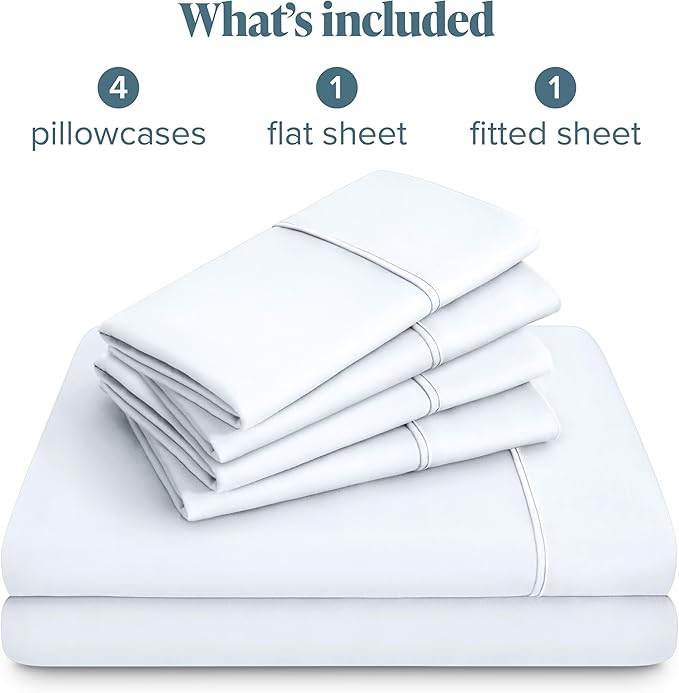 Bare Home Hotel Luxury King Sheet Set, Extra Soft - 6 Piece Set - Deep Pockets - Easy Fit - Cooling & Breathable - Wrinkle, Fade, Stain Resistant - Includes 4 Pillowcases (King, White)