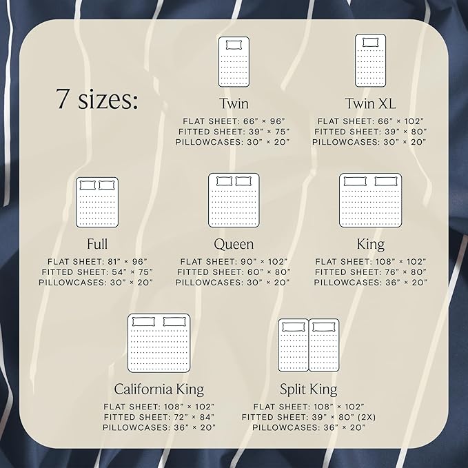 LuxClub 4 PC Full Size Sheet Set, Breathable Luxury Bed Sheets, Deep Pockets 18" Wrinkle Free Cooling Machine Washable Hotel Bedding (Striped Navy)