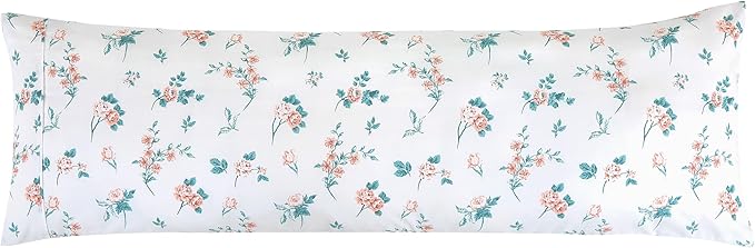 Elegant Comfort Ultra Soft 1-Piece Set Floral Print Pillowcases - 1500 Premium Hotel Quality Microfiber, Soft and Smooth Hidden Zipper Closure 1-Piece Pillow Covers - Body Pillowcase, Pink Celia