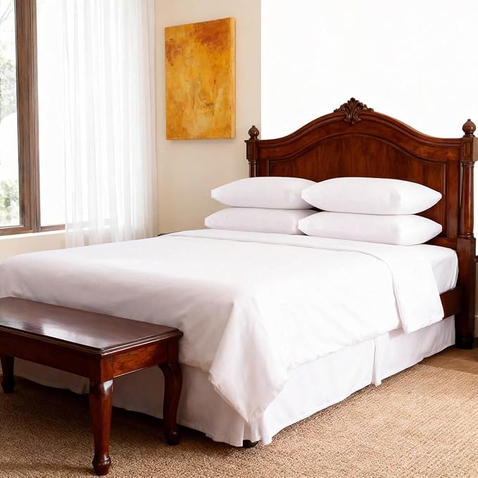 Thick Bed Pillows King Size Set of 2 Hotel Collection Soft Down Alternative Supportive Pillow for Back Stomach Side Sleeper White 20x36 inches