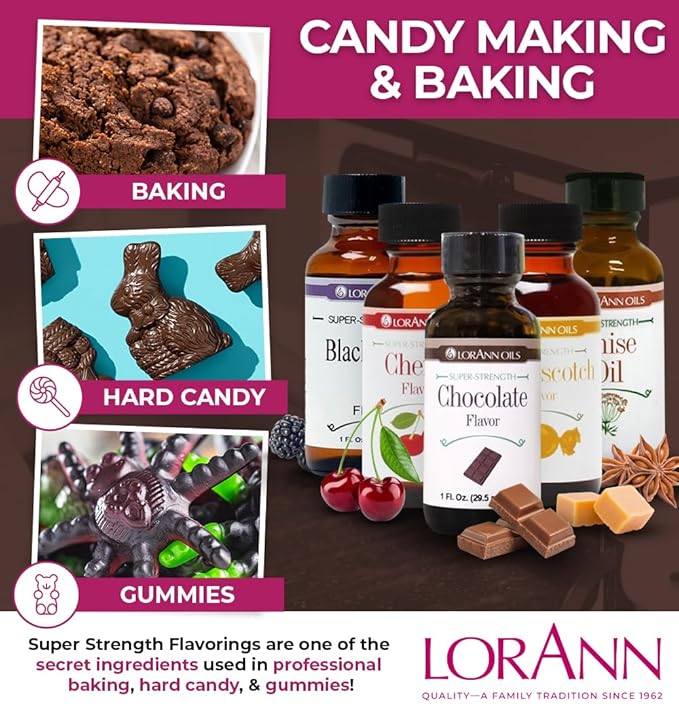 LorAnn Oils Super Strength Flavoring - Used For Candy Making, Flavoring Extracts, Baking, Hard Candy, and Flavor Oils - Bold, Natural Flavors 4X Stronger Than Extracts - Chocolate, 1 fl oz