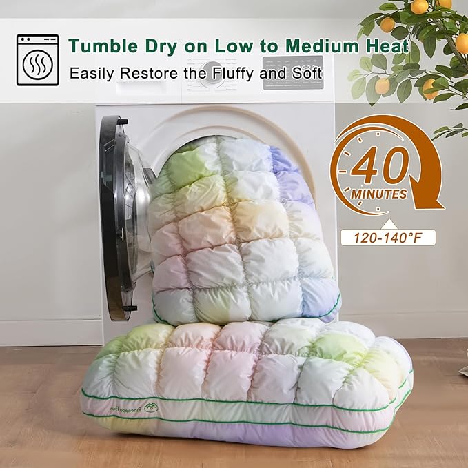 YOUR MOON Fluffy Support Bed Pillow Queen Size, Super Soft Premium Down-Alternative Filling for Sleeping, Luxury Hotel Quality Bed Pillows for Side Sleeper (Rainbow)