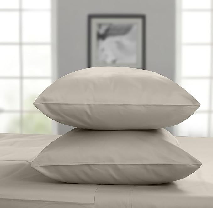 Threadmill Luxury King Size Pillow Cases 2 Piece Set| 800 Thread Count Sateen Weave | 100% Cotton Pillow Covers | Extra Long Staple Cotton | Comfortable Taupe Pillow Protectors