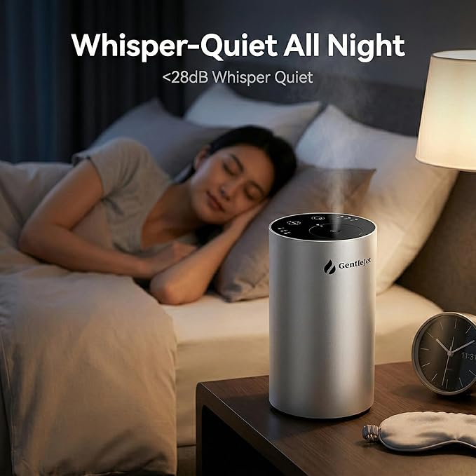 GentleJet LiteMist Waterless Nebulizing Essential Oil Diffuser – Cold Air Aromatherapy, USB-C Cordless 2000mAh Battery, Aluminum Portable for Home Office Car, 20ml