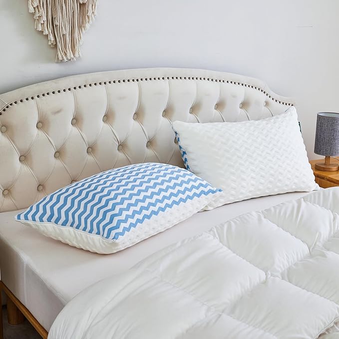 King Size Pillows Set of 2 - Bed Pillows for Sleeping - Adjustable Shredded Memory Foam Pillow for Back, Stomach and Side Sleeper