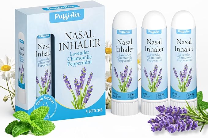 PUFFIAIR Lavender Nasal Sticks (3 Pack) 丨Pure Lavender & Chamomile Extract丨Help Sleep, Promote Calm & Stuffy Noses Support Craving Relief for Smokers