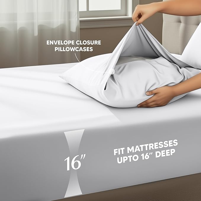 Utopia Bedding King Size Sheet Set – 4 Piece Bed Sheets, Soft and Breathable Microfiber, Includes 1 Fitted Sheet, 1 Flat Sheet and 2 Pillowcases – Oeko Tex (White)