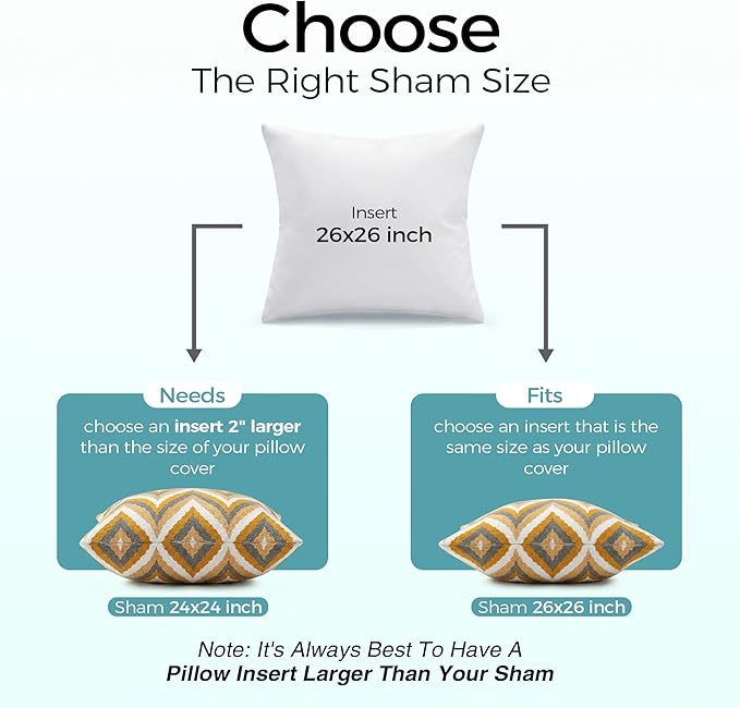 puredown® 26x26 Throw Pillow Inserts Set of 2 – Supportive & Fluffy Down Alternative Pillow Forms for Couch, Sofa & Bed, Indoor Decorative Cushion Stuffer