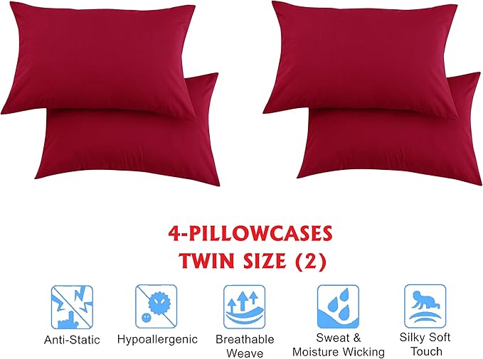 Elegant Comfort Luxury Soft Bed Sheets 1500 Premium Hotel Quality Microfiber Softness Wrinkle and Fade Resistant (6-Piece) Bedding Set, California King, Burgundy Amaranth