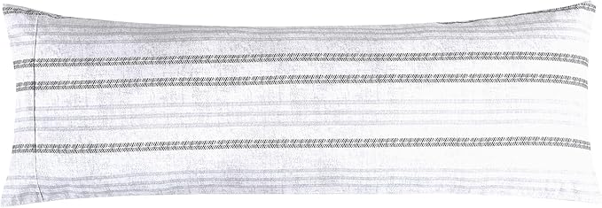 Elegant Comfort Ultra Soft 1-Piece Set Striped Print Pillowcases - 1500 Premium Hotel Quality Microfiber, Soft and Smooth Hidden Zipper Closure 1-Piece Pillow Covers - Body Pillowcase, Traci Gray