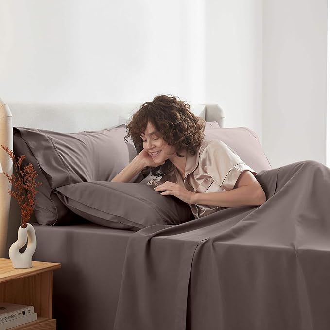 Nestl Extra Deep Cal King Sheet Set - 6 Piece Breathable & Cooling Sheets - Hotel Luxury Bedding Set w/18-24 Inch Deep Pockets - Easy & Secure Fit - Super Soft, Wrinkle Free & Comfy - Chocolate Brown
