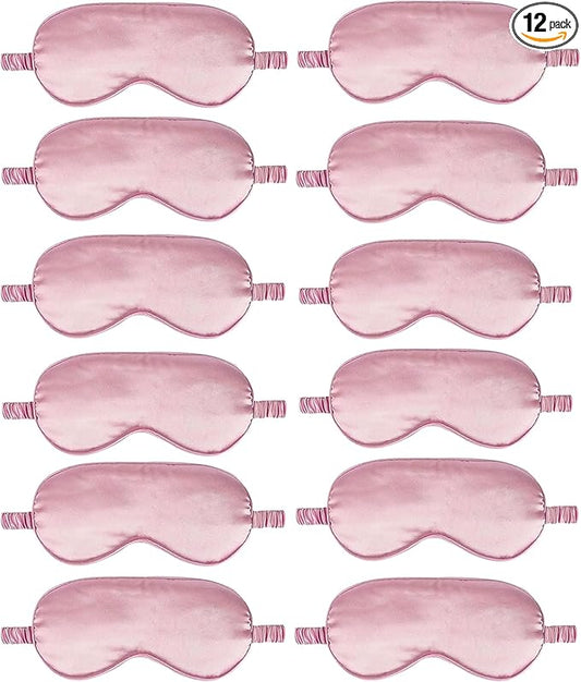 12PACK Silky Sleep Masks Satin Eye Mask Silk Eyes Cover for Sleeping Blackout Eyeshades Soft Blindfold Travel Nap Gifts