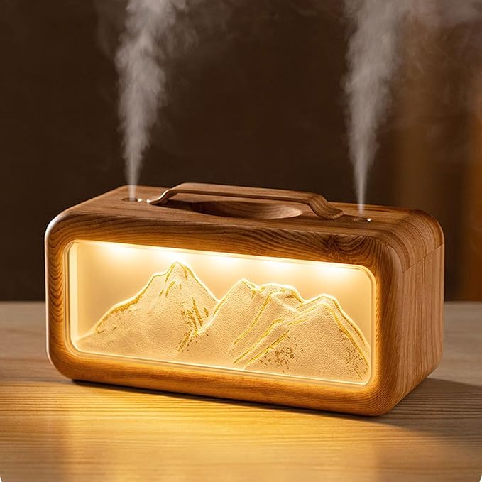 RiToEasysports Essential Oil Diffuser, 600ml USB Humidifier with Adjustable Light and Dual Spray Modes for Bedroom and Office (Light Wood Grain)