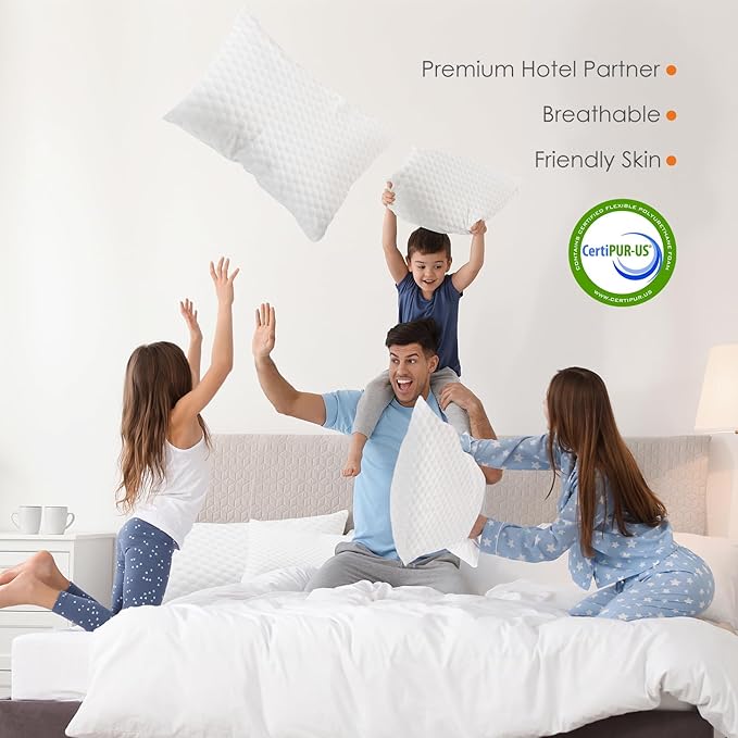 DUMOS Memory Foam Pillows for Sleeping 1 Pack, Bed Pillows for Adults with Washable Cover and Breathable Mesh, Gel Cooling Pillow for Back and Side Sleeper Support, White