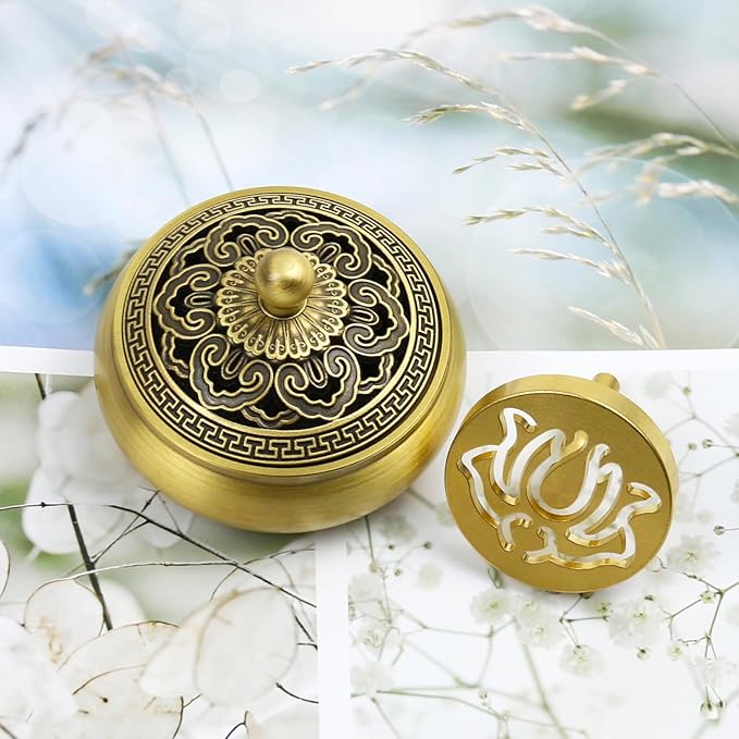 Incense Burner Kit, Charcoal Incense Burner & Incense Powder Burner for DIY Incense Making Kit, Home Fragrance Holder for Aromatherapy, Meditation, Yoga(Brass Ruyi GAI Cover)