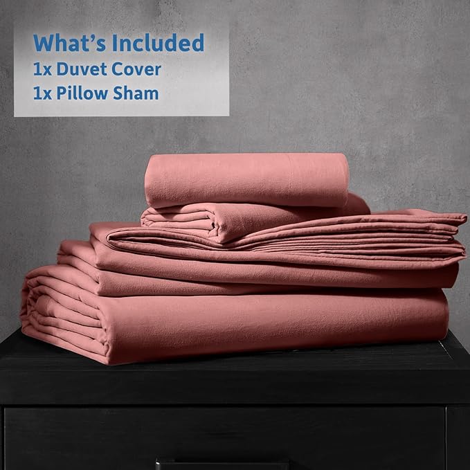 Nestl Twin Duvet Cover Set - Soft Double Brushed Pink Clay Duvet Cover Twin/Twin XL, 2 Piece, with Zipper Closure, 1 Duvet Cover 68x90 inches and 1 Pillow Sham
