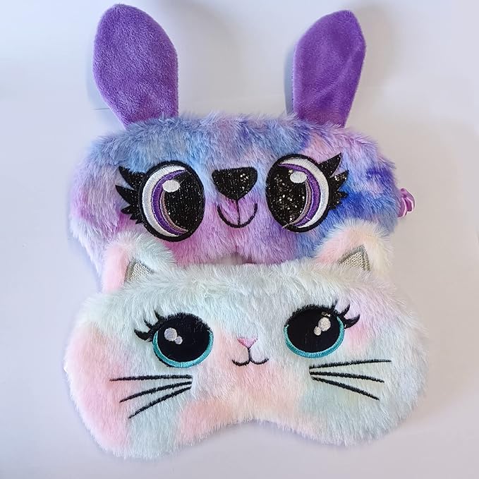 Cute Animal Sleeping Mask Soft Plush Blindfold Cute Rabbit Panda Koala Eye Cover Eyeshade for Kids Teens Girls Women (Big Eyes Rabbit)