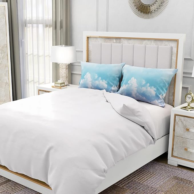 YIYEA Pillow Cases Queen Size Set of 2, Ultra Soft Double Brushed Microfiber Pillowcases Queen, Printed Bed Pillow Covers, Fade Resistant, Easy Slip-On (20"x30")