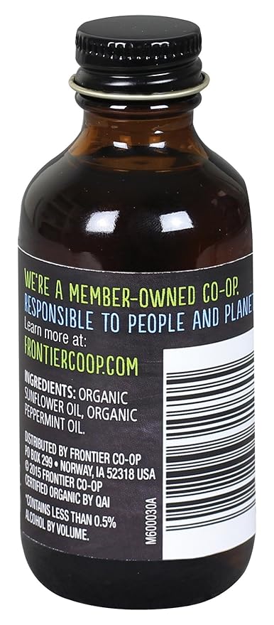 Frontier Peppermint Flavor Certified Organic, 2 Ounce Bottle (Pack of 2)