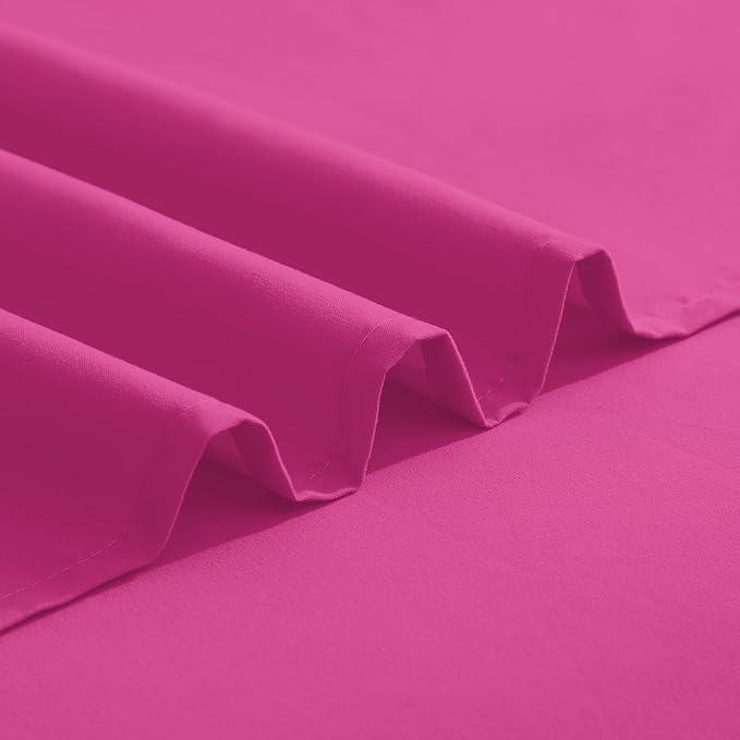 Elegant Comfort Luxurious 1500 Premium Hotel Quality Microfiber Three Line Embroidered Softest 4-Piece Bed Sheet Set, Wrinkle and Fade Resistant, King, Hot Pink