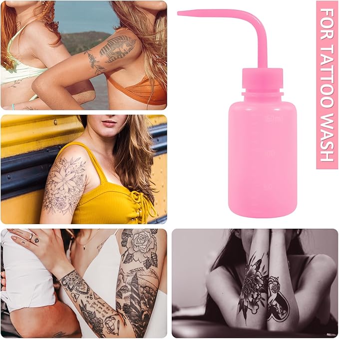 4 Packs Tattoo Wash Bottle Water Squirt Squeeze Diffuser Bottles (Pink, 150ml)