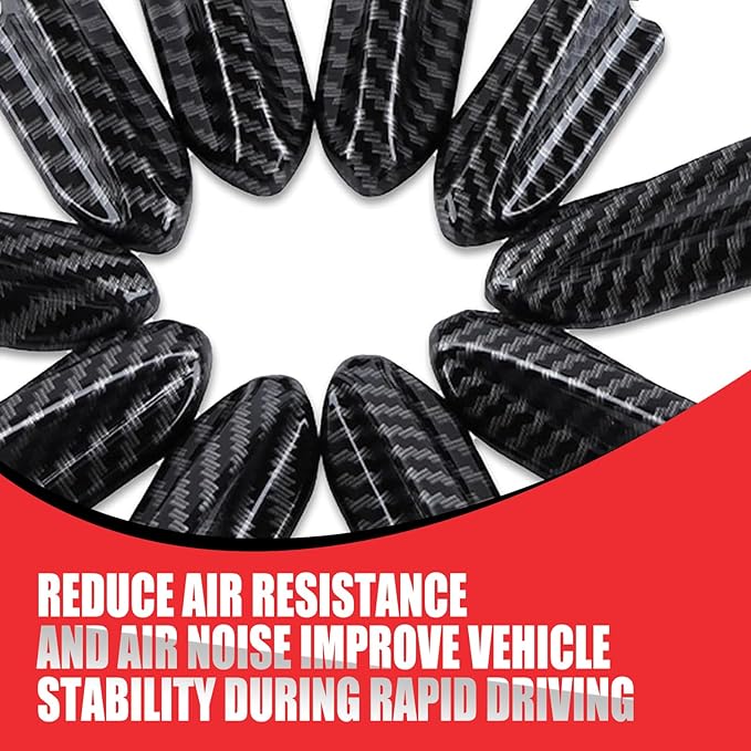 UGSHY 10 PCS Car Small Shark Fin Decorative Antenna, 2.06" x 0.9" x 0.86" Air Vortex Generator Diffuser Spoiler Antenna, Self-Adhesive Roof Wing Trim Accessory, Universal for Car (Carbon Fiber Black)