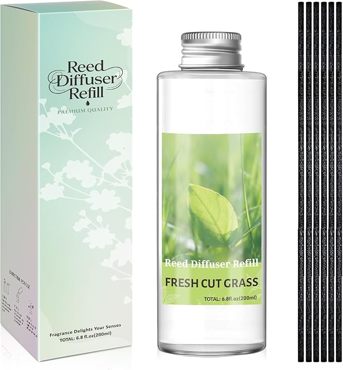 SCENTORINI Reed Diffuser Oil Refill, Fresh Cut Grass Essential Oil 6.76 Fl Oz, Natural Long Lasting Aromatherapy Fragrance Oil for Home Bedroom Bathroom Office Spa Air Freshener Home Decor