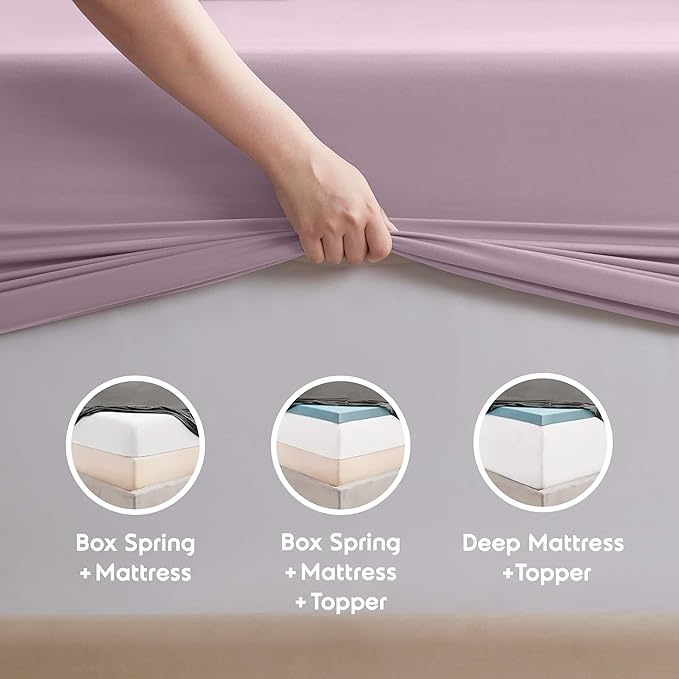 Nestl Extra Deep Full Sheet Set - 6 Piece Breathable & Cooling Sheets - Hotel Luxury Bedding Set w/18-24 Inch Deep Pockets - Easy & Secure Fit - Super Soft, Wrinkle Free & Comfy - Dusty Purple