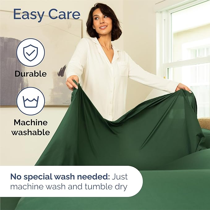 Split King 7 Piece Sheet Set - Comfy, Breathable & Cooling - Soft Hotel Luxury Bedding for Women, Men, Kids, Teens and Children - 1 Flat & 2 Fitted Sheets & 4 Pillowcases with Deep Pockets - Emerald